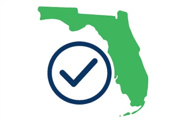 Florida map with compliance checkmark