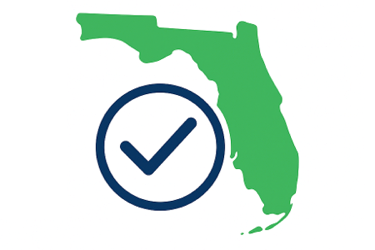 Florida map with compliance checkmark